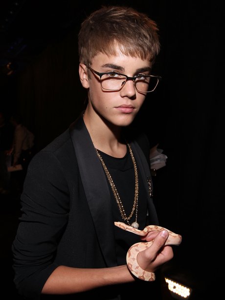 Justin Bieber with a snake at MTV VMA's 2011