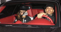 Rihanna and Chris Brown leave a recording studio t