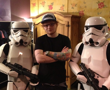 Ed Sheeran with robots