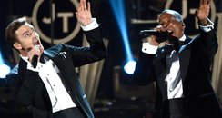 Justin Timberlake and Jay Z perform at the Grammy 