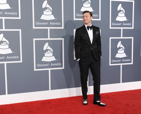 Justin Timberlake wearing a suit and bow tie at Grammy Awards 2013