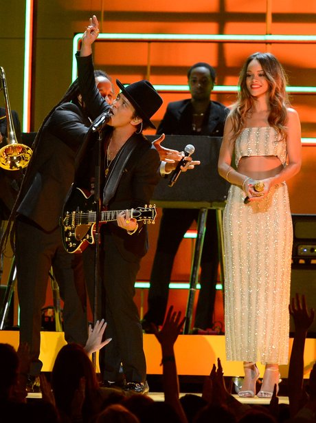Rihanna and Bruno Mars live at the 2013 Grammy Awa