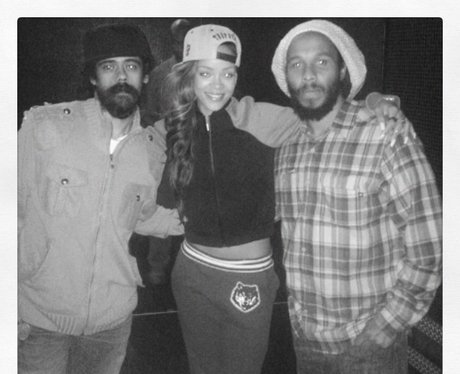 Rihanna backstage with Bob Marley's sons