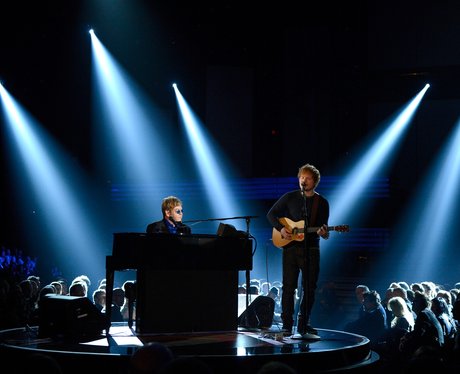 Sir Elton John and Ed Sheeran live at the 2013 Gra