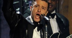 Justin Timberlake live on stage at the BRIT Awards