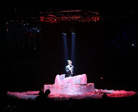 Justin Timberlake live on stage at the BRIT Awards