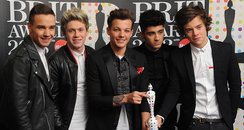 One Direction backstage at the BRIT Awards 2013