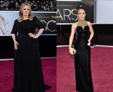 Adele and Salma Hayek at the Oscars 2013