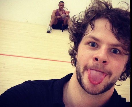 Jay McGuiness playing squash