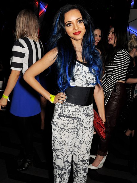 Jade Thirlwall with blue streaked hair