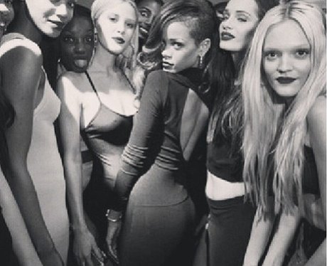 Rihanna backstage at her fashion launch