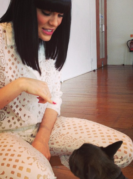 Jessie J spends some quality time with her pet dog