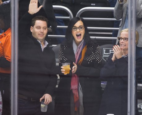 Katy Perry attends a hockey game