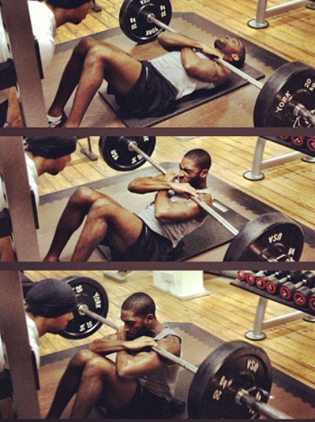 Tinie Tempah in the gym working out