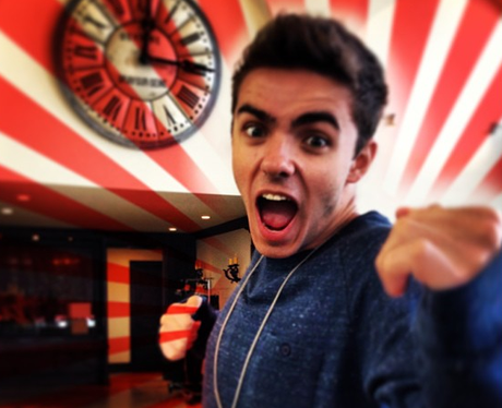 Nathan Sykes throws a joke punch at the camera