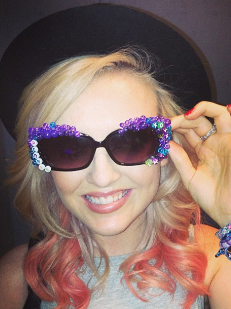 Perrie Edwards wearing glasses out in Los Angeles