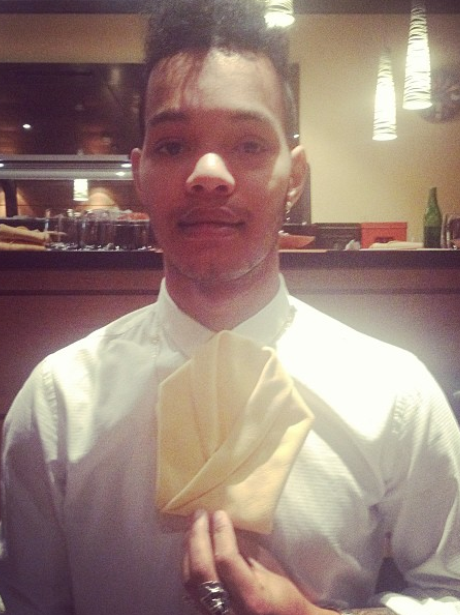 Harley from Rizzle Kicks at dinner