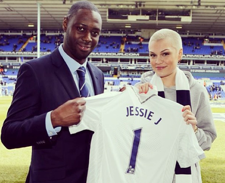 Jessie J and Ledley King at football game