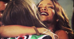 Rihanna and Cara hug