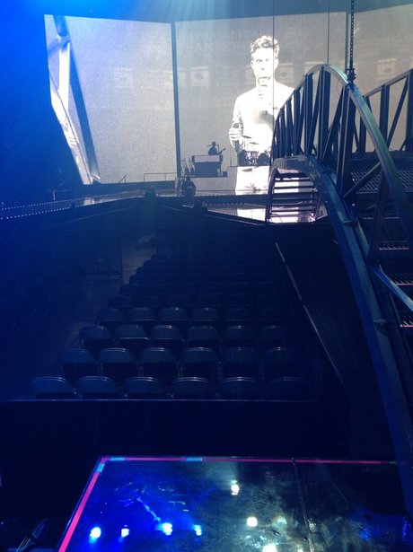 Adam Levine rehearses for a Maroon 5 show