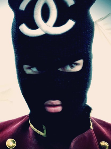 Justin Bieber in a Chanel Balaclava