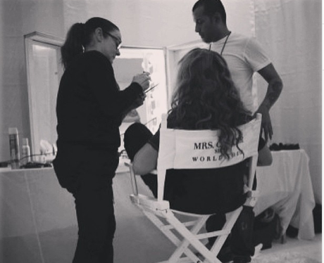 Beyonce backstage in London on her tour