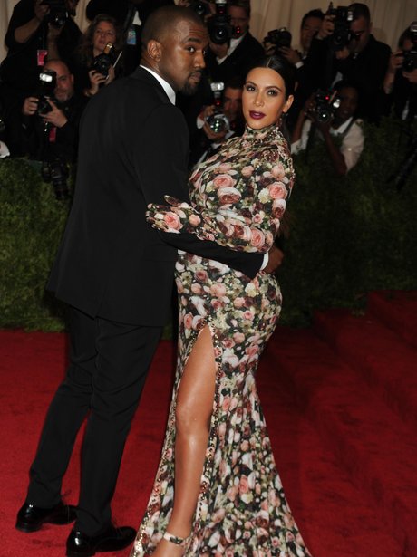Kanye West and Kim Kardashian on red carpet