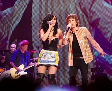 Katy Perry and Mick Jagger on stage