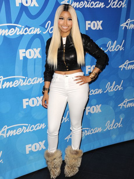Nicki Minaj wearing fur boots on American Idol