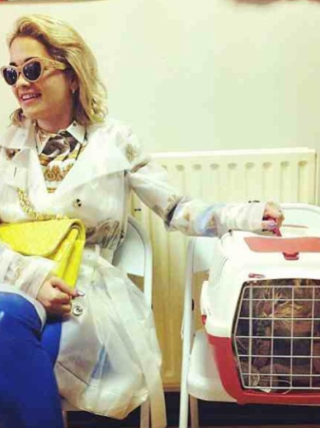 Rita Ora with her cat