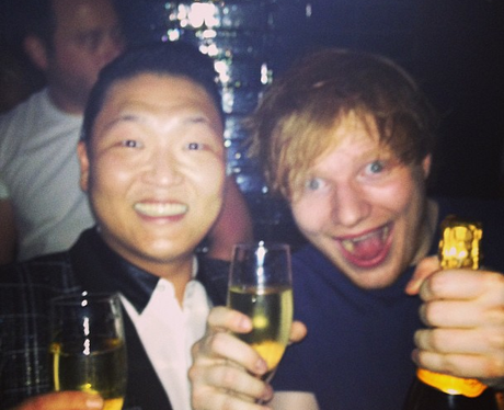 psy and ed sheeran with thumbs up