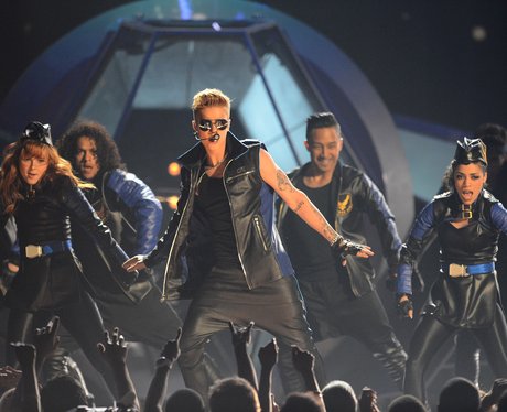 Justin Bieber wearing leather at the 2013 Billboard Music Awards