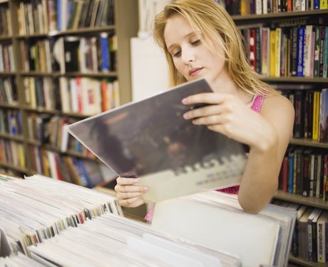 Girl buying vinyl