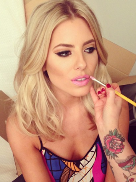 Mollie King having her make up done