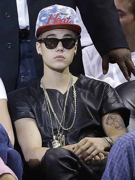 Justin Bieber Watching Basketball