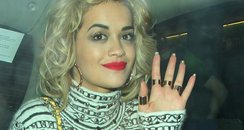 Rita Ora in a taxi