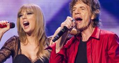 Taylor Swift and Mick Jagger on stage