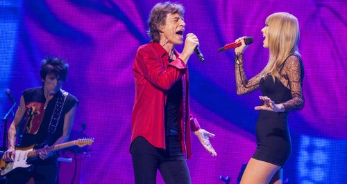 Taylor Swift and Mick Jagger on stage