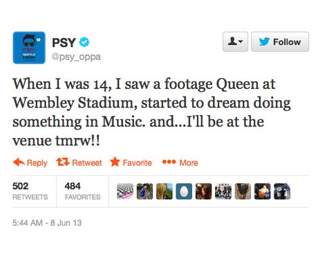 PSY tweets about Capital FM Summertime Ball 2013