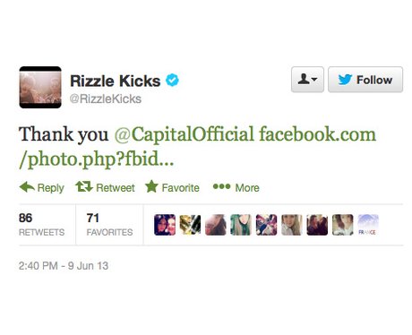 Rizzle Kicks tweet about Capital FM Summertime Ball 2013