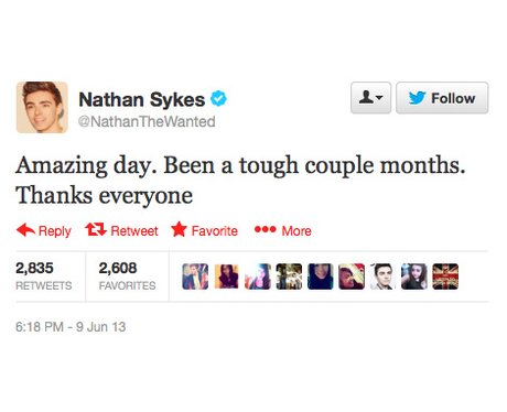 Nathan Sykes tweets about Capital FM Summertime Ball 2013