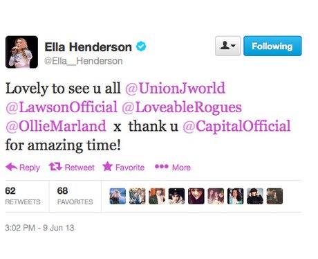 Ella Henderson tweets about Capital FM Summertime Ball 2013
