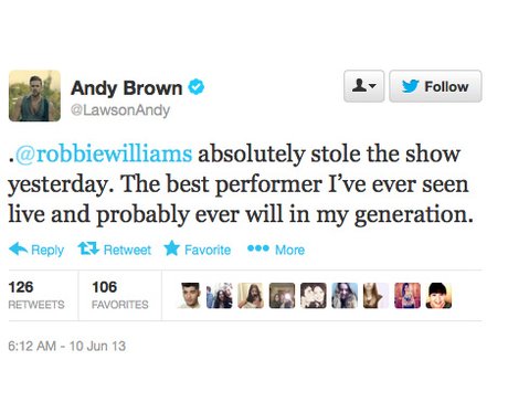 Andy Brown tweets about Capital FM Summertime Ball 2013