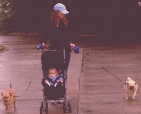 Una Healy walking her dogs