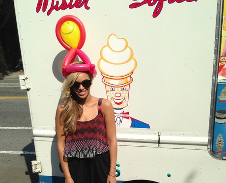 Beyonce outside an ice cream van