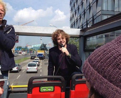 Jay McGuiness on a tour bus