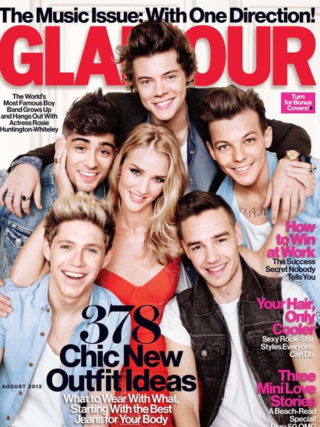 One Direction and Rosie Huntington-Whiteley Glamour cover