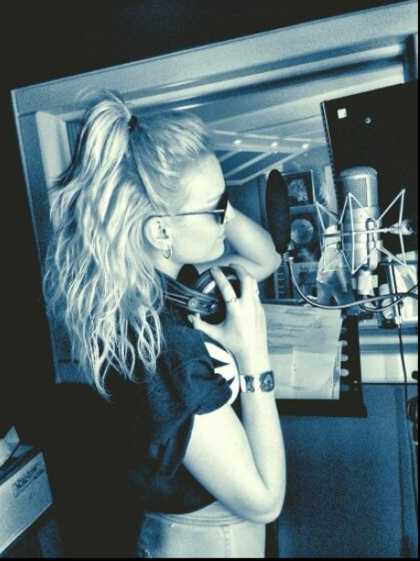 Perrie Edwards in the studio