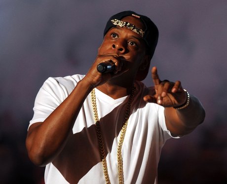 Jay-Z performs on stage