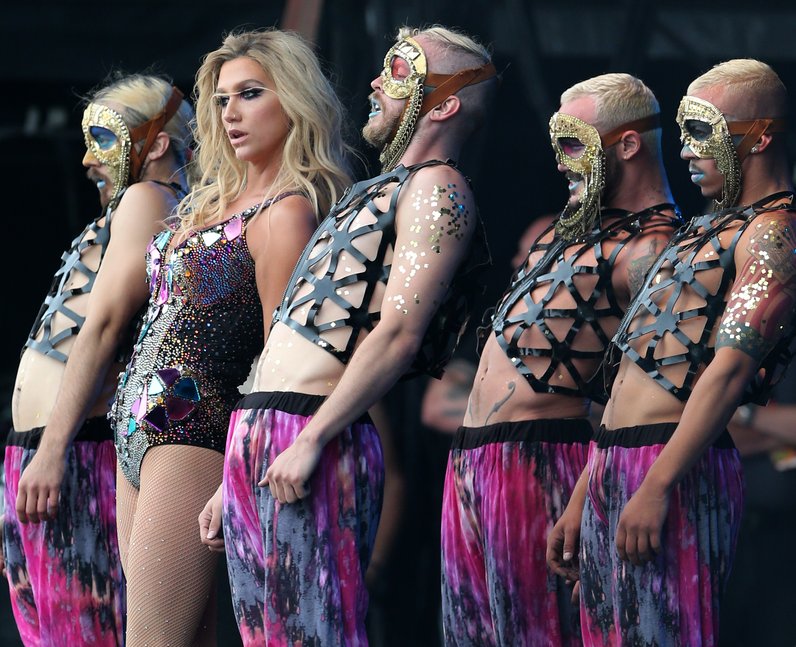 Kesha on stage at T in the Park 2013